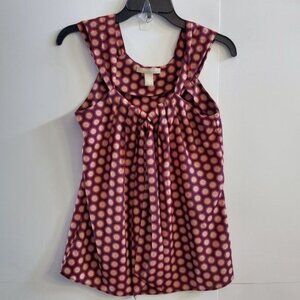 Banana Republic Blouse XS Geometric Print Sleeveless Wide Strap Tie Neck